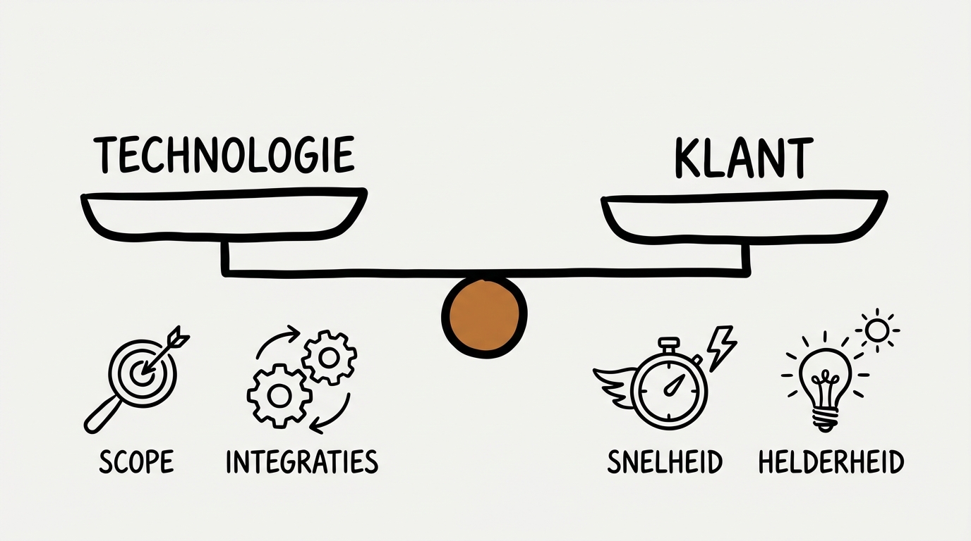 Napkin sketch: balans tussen technologie-factoren en klant-factoren