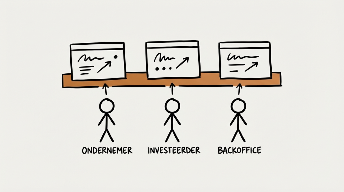 Drie rollen met eigen dashboard op één platform