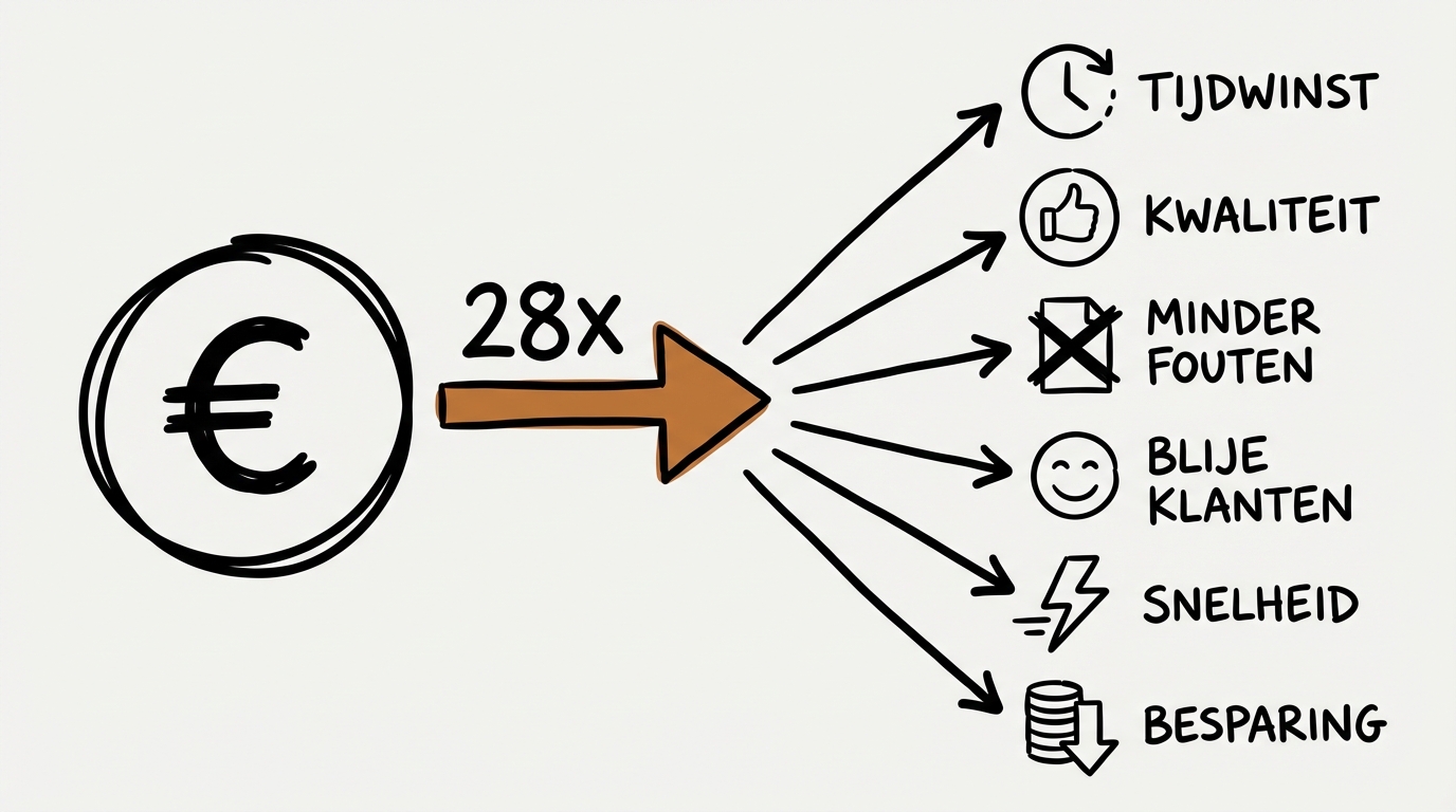 Napkin sketch: €1 investering levert 28x waarde op